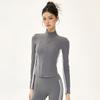 Women’s Autumn/Winter Yoga Suit: Slimming Stand Collar Zipper Jacket with Long Sleeves for Running, Training, and Fitness