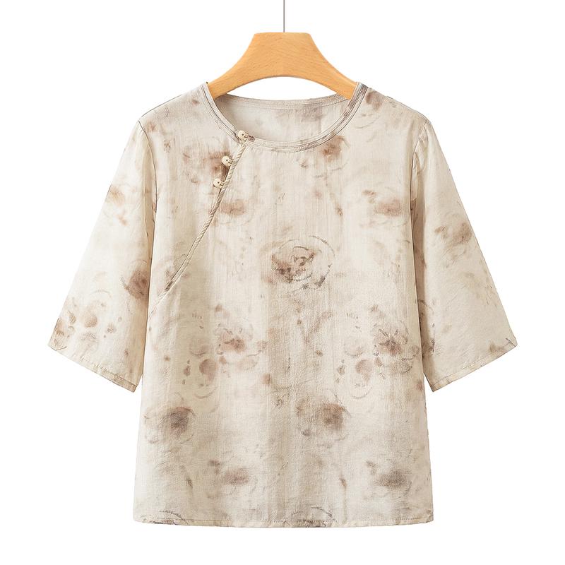Women s New Chinese Style Printed T-Shirt 3XL