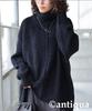 antiqua Boucle High Neck Knit One Size Black Women's Top, PN-00524, 05,