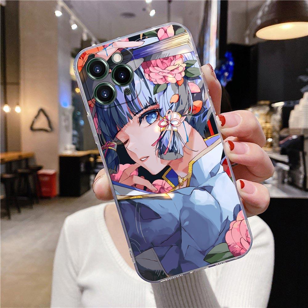 Průhledný kryt na telefon pro Apple iPhone 12 11 13 Pro Max mini XS X XR 7 8 6 Plus SE pouzdra kryt anime Genshin Impact květina hra