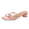 High Heels Comfortable New Summer Solid Leather Slippers Female Shoes Women Shoes Woman Fashion Cool Mules Slides Flip Flops
