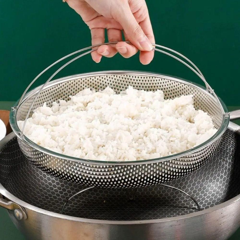 Stainless Steel Steamer with Handle Foldable Steaming Tray Steam Cooking Utensil Steaming Grid Cookware