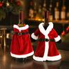 Christmas Table Setting Wine Bottle Cover, Velvet Santa Suit Sleeve, Plush Novelty Holder Cover for Xmas, New Year, Holiday Dinner Decor Xmas