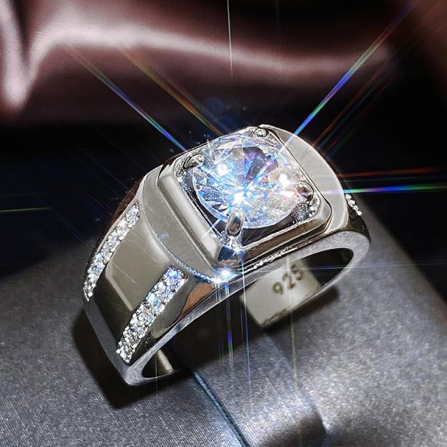 

Розкішні срібні круглі каблучки з кубічним цирконом, класичні чоловічі прикраси 6