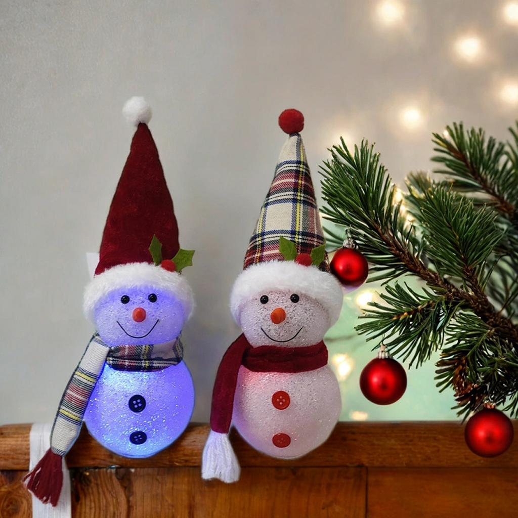 Christmas Glowing Snowman Ornaments Christmas Scarf Hat Snowman Decorations With Lights