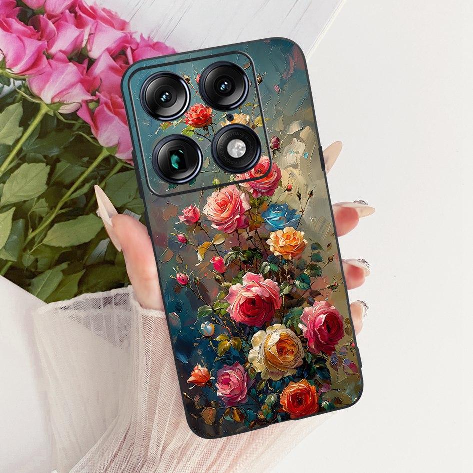For Motorola Signature 2026 Case Popular Flower Marble Painted Cover Soft Silicone Black Phone Shell For Moto X70 Air Pro Fundas