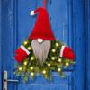 Outdoor Christmas Wreath with LED Lights Home Decor Gnome Winter Wreath Holiday Decor for Indoor Window Fireplace Shelf Bedroom