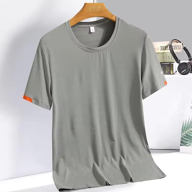 Men's Summer Sports Breathable T-shirt New Fashion Round Neck Simple Running Fitness Suit Thin Oversized Quick Drying Tee Shirts
