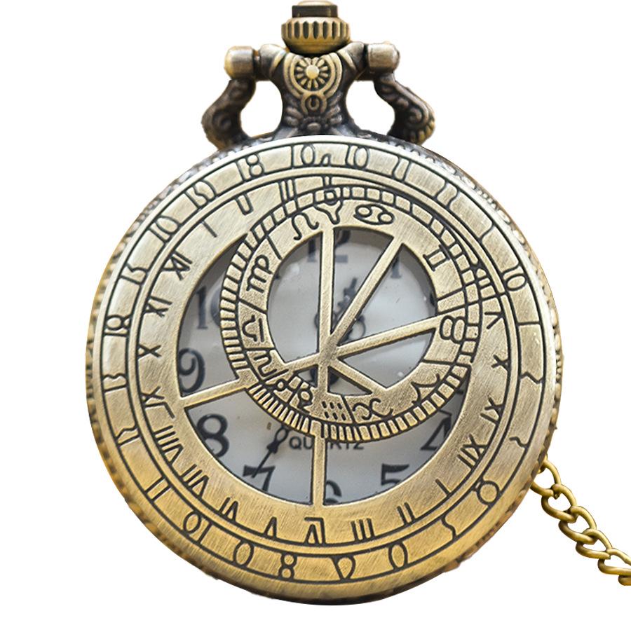 

Ностальгический состаренный кулон в виде карманных часов с откидной крышкой и полым механизмом