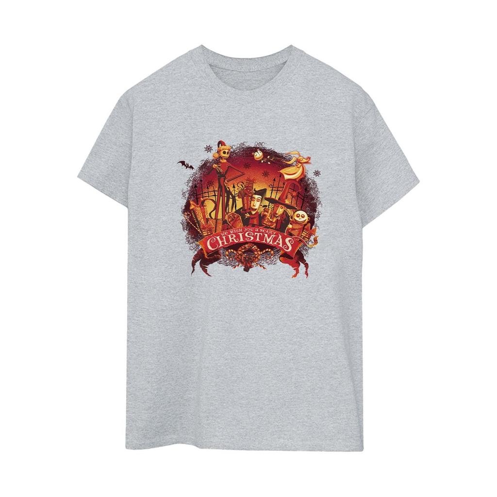 Disney Womens/Ladies The Nightmare Before Christmas Scary Christmas Cotton Boyfriend T-Shirt