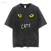 Official CATS Logo T Shirt long or short sleeves vintage Washed Casual designer clothes Stylish Versatile Soft streetwear