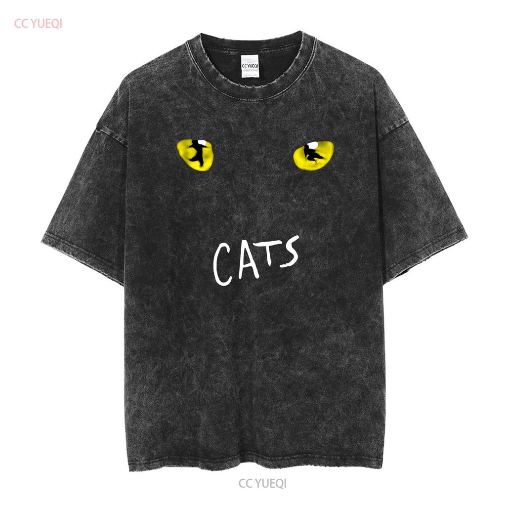 Official CATS Logo T Shirt long or short sleeves vintage Washed Casual designer clothes Stylish Versatile Soft streetwear