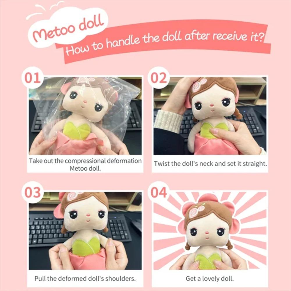 Metoo Doll  plushie kawaii Flower Fairy Angela Plush Toys Pillow Cartoon Decoration Gift For Kids Friends