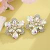 Minimalist Floral Drop Earrings With Geometric Alloy Design For Wedding And Party Wear