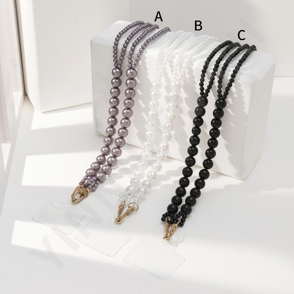 New solid color acrylic long crossbody adjustable mobile phone pendant accessories beaded mobile phone accessories lanyard pendant