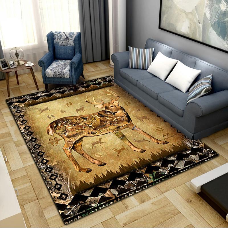 Deer Hunting Carpet Rug for Living Room Bedroom Home Sofa Decoration,Kids play Non-slip Floor Mat