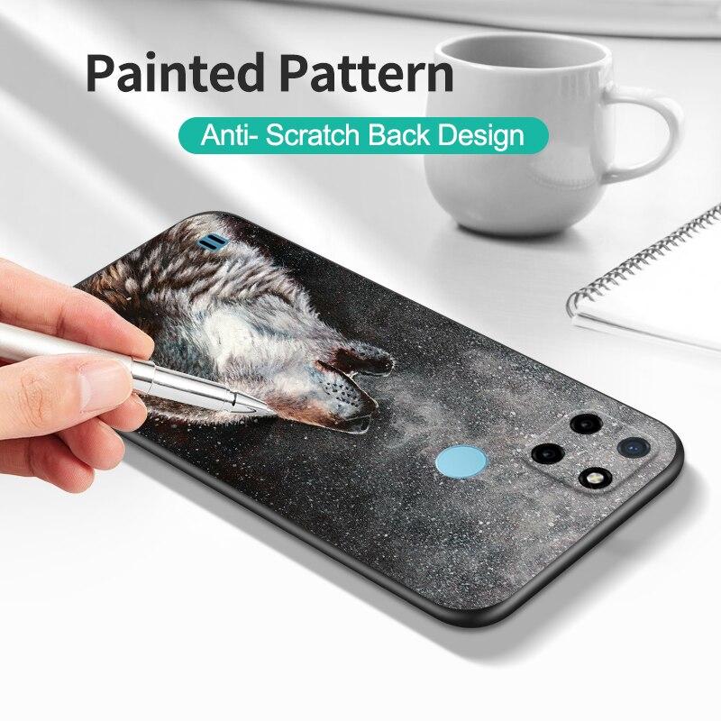 For Realme C21Y C25Y Case For OPPO Realme C21Y C25Y 4G Soft Case RMX3261 Coque 6.5inch Black Tpu Case Lion Wolf Tiger Dragon