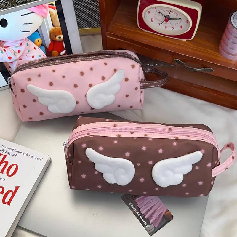 Cute Angel Wings Pencil Bag School Students Large Capacity Pen Case