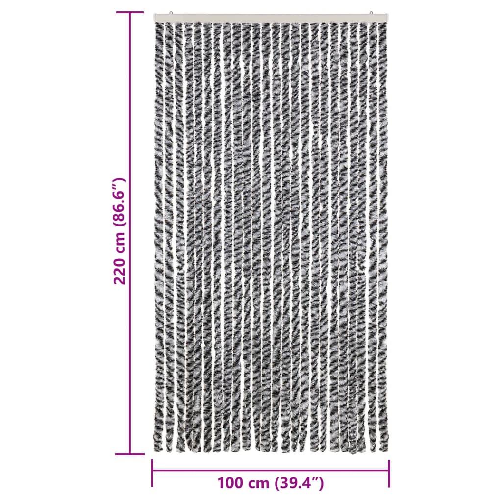 Fly Screen Curtain In Gray Black and White 100 X 220 Cm Chenille