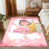 1PC Custom Name Pink Floral Ballerina Theme Theme Floor Mat Ideal for Living Room, Game Rooms, Office, Bedroom Floor Mat Design
