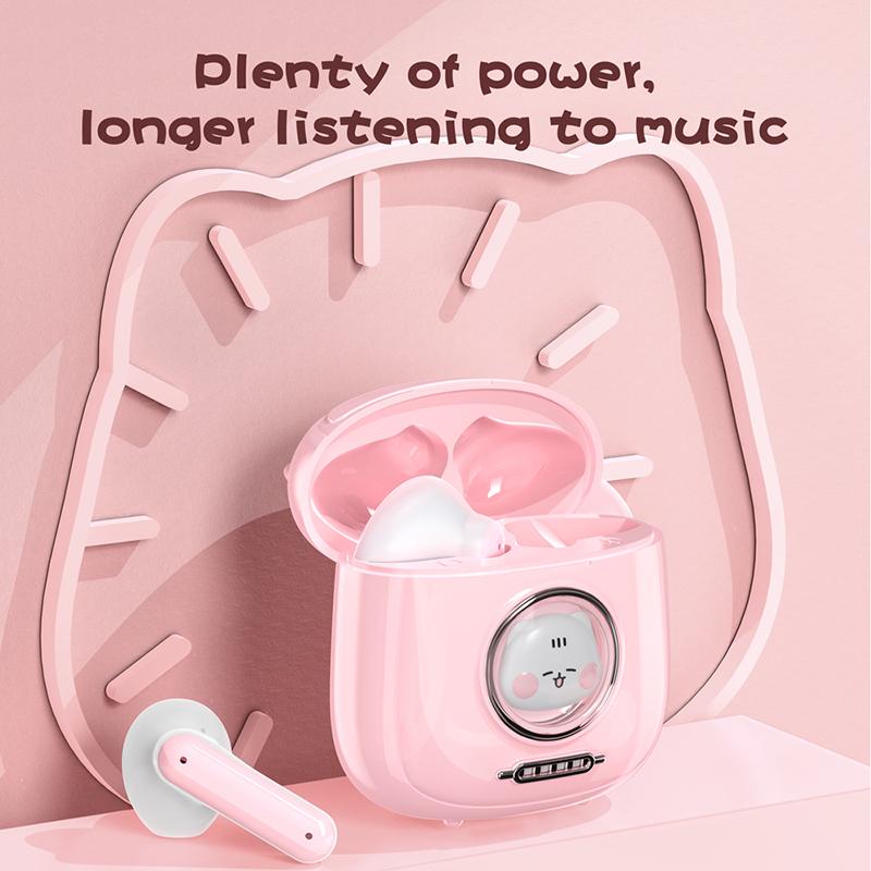 VAORLO Niedliche Bluetooth-Kopfhörer, kabellose Cartoon-Kopfhörer, Geräuschunterdrückung, Stereo-Headset, In-Ear-Ohrhörer für alle Smartphones