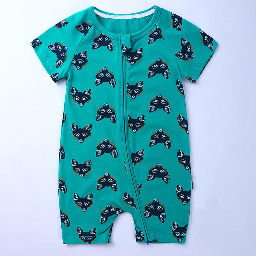 

Комбинезон с короткими рукавами и молнией для маленьких мальчиков с мультяшным принтом, боди, одежда