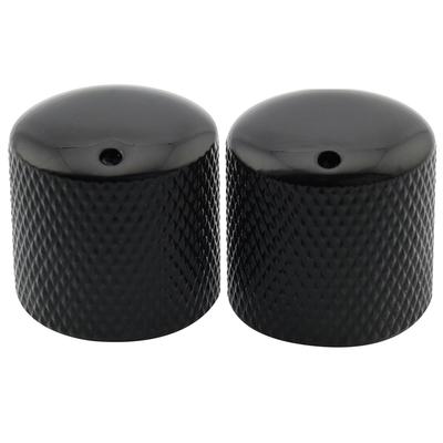 Musiclily Pro Metric Steel Pop-In Dome Knobs with Indicator Dots for Imported Electric Guitars and Basses, Black (Set of 2)