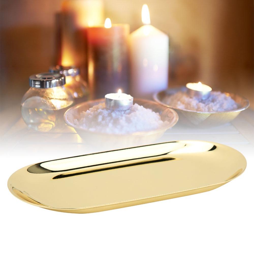 Auxiliary Tools 430 Stainless Steel Storage Tray Oval Shape 23CM Candle Tool Tray Decorative Tray Makeup Serving