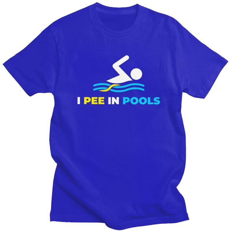 Individuelles Mode Lustiges Schwimmen Ich Pisse in Pools T-Shirt Herren Kurzarm-T-Shirts Streetwear Tee 100% Baumwolle Übergroßes T-Shirt Geschenk