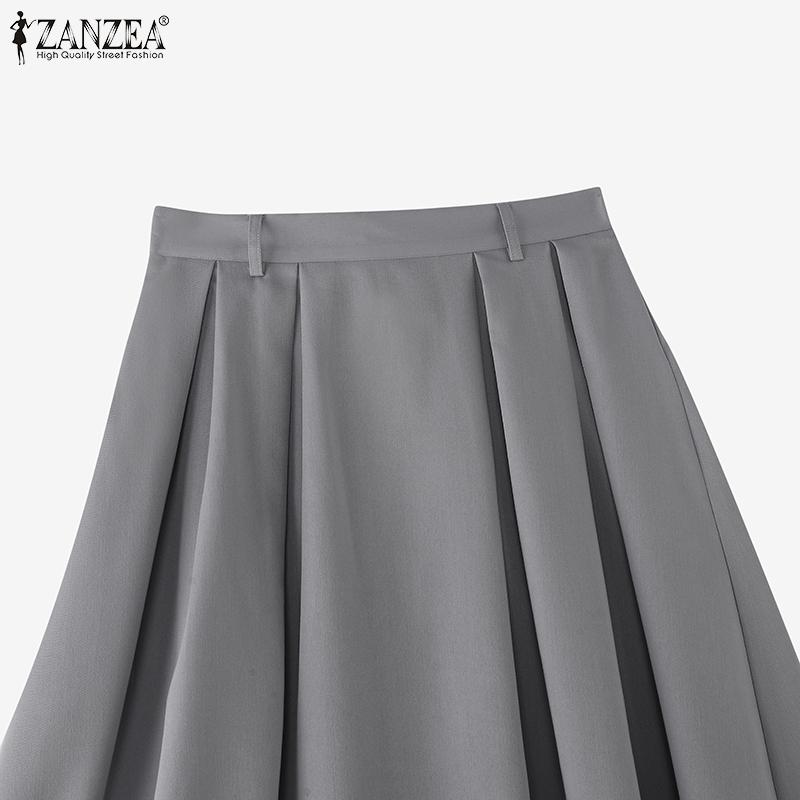 ZANZEA Womens Casual Elastic Waist Loose A-Line Long Skirts