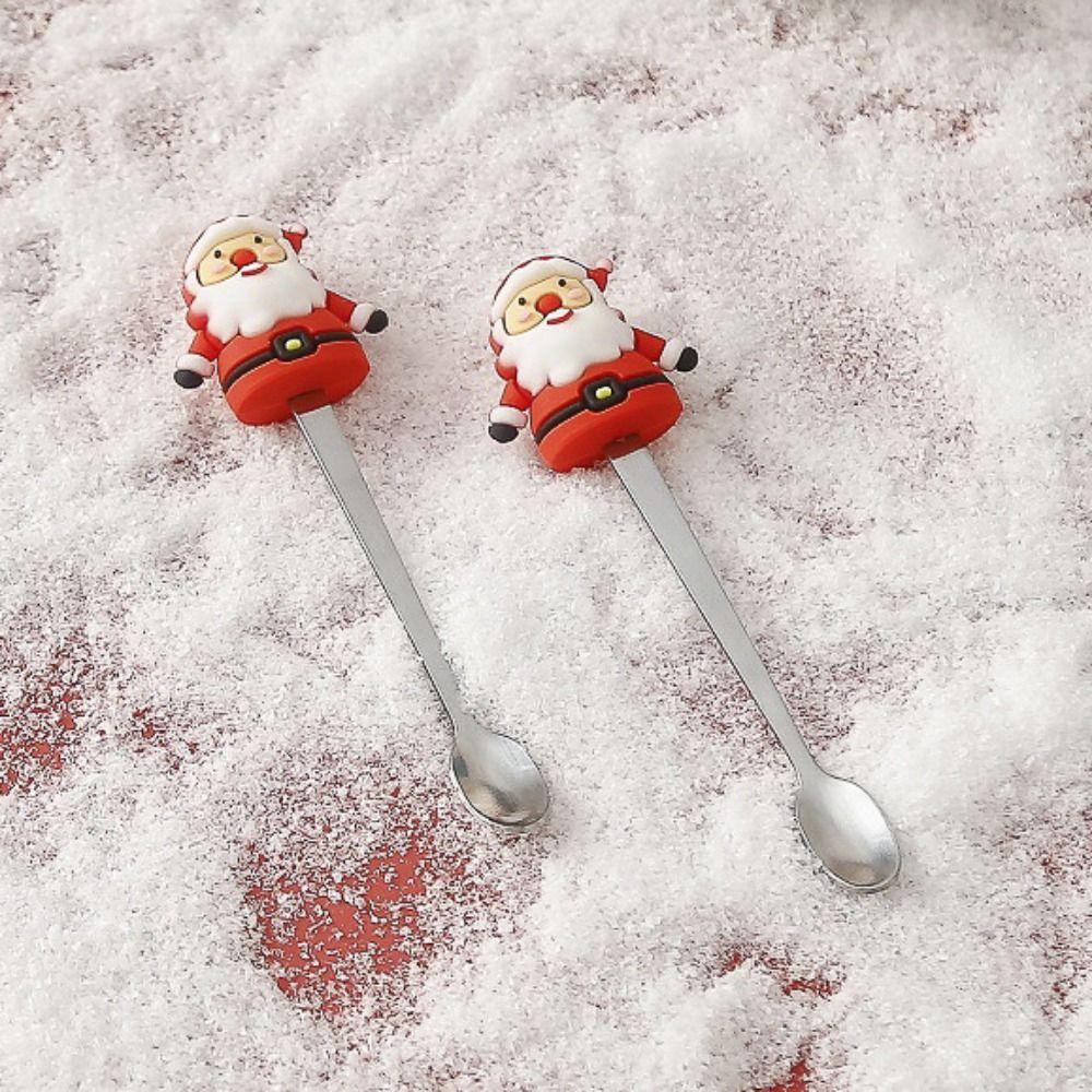 With Lid and Spoon Christmas Ceramic Cup Ceramic Santa Claus Water Cup   Festive Gift