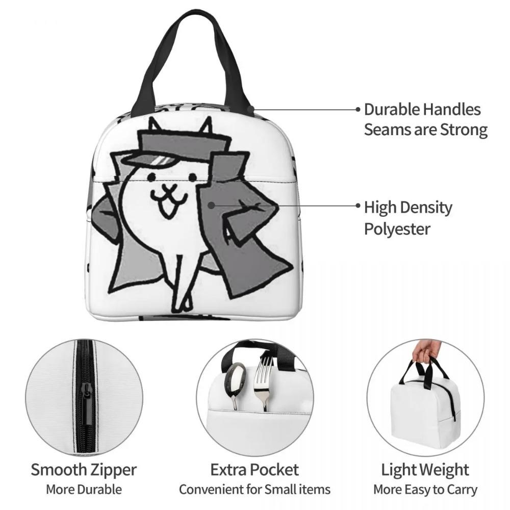 Gato Jotaro Battle Cats Insulated Lunch Bag for Women Children Leakproof Food Boxes Thermal Lunch Box Tote
