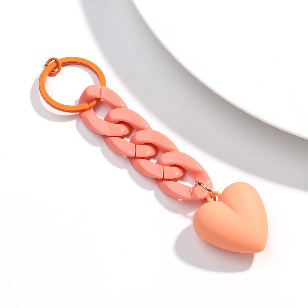 Handmade Heart Keychain Acrylic Plastic Link Chain Key Ring For Women Girls Handbag Pendant Accessorie Car Keys Jewelry Gifts