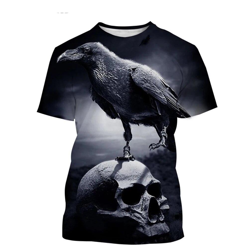 Animal Crow 3d Print Summer Men/Women O-Neck T-shirt Casual Short Sleeve Oversized T Shirt Fashion Streetwear Trend Men Clothing