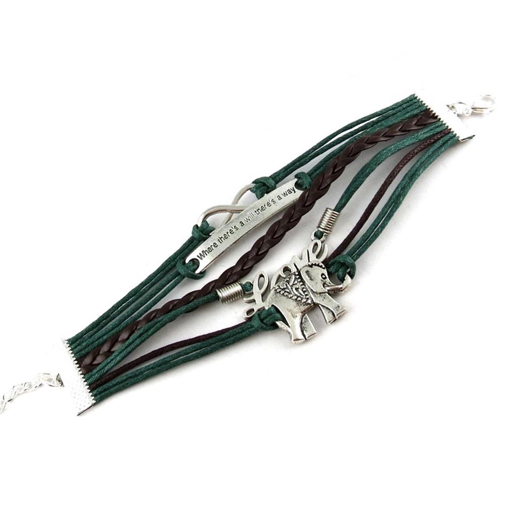 Les Trésors De Lily [K7328] - Bracelet ethnique 'Kilimanjaro' vert marron (5 rangs)