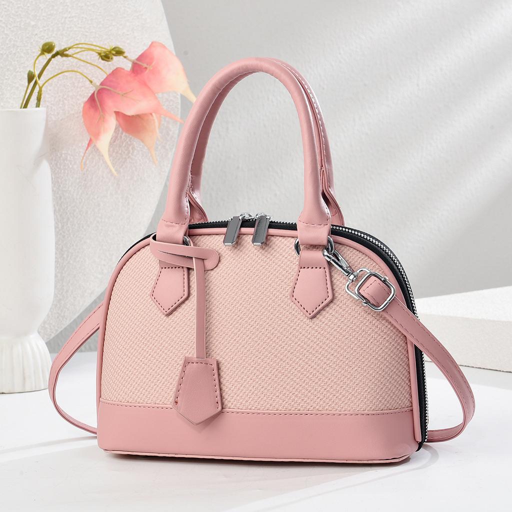 New High Appearance Level Patchwork Macaron Handbag Canvas Texture Simple Fashion Shoulder Bag All-match Women's Bag