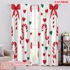 2pcs,2D Plane Printing Curtains&Window Treatment Candy Cane Hearts (4) 100% Polyester (without Rod) Gifts Use for Bedroom,