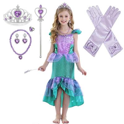 SUM LAYLA Rapunzel Style Dress Children Anna Frozen Ariel Belle Elsa Princess Disney Cosplay Halloween Costume Tiara Accessory