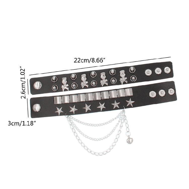 2Piece Skulls Star Multilayered Wristband Hip Hop Streetwear Fans Y2K Bracelet