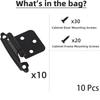 10Pcs Decobasics 1/2" Overlay Matte Black Cabinet Hinges, Self Closing Bath & Kitchen Cabinet Hinges Black Flush Mount w/Door Bu