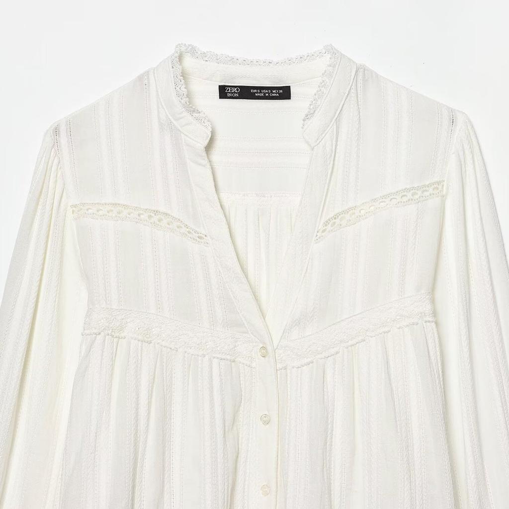 European and American Style, New Women's Clothing, Foreign Style, Fashionable Lace Decoration Short Shirt 8372259