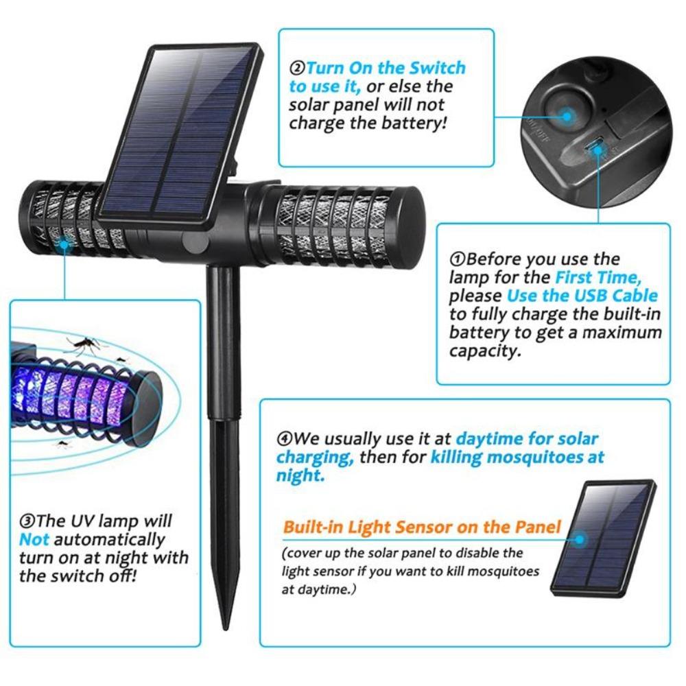 Waterproof Solar UV Mosquito Killer Stake Light, Outdoor Lawn Atmosphere Floor Lamp, Mosquito Repellent Decor Lighting for Garden Courtyard Pathway