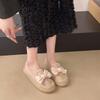 Fisherman Shoes Women's 2025 Summer New Korean Version Mesh Bow Flat Shoes Straw Woven One Pedal Lazy Single Shoes Women