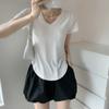 Modal Short-sleeved T-shirt for Women In Summer New V-neck Loose Slim and Versatile Irregular Top