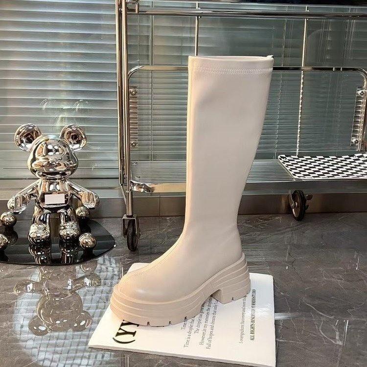 Small Man But Knee Boots Children 2025 Autumn and Winter Martin Boots Thick Soles Square Heel Round Head