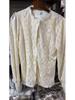 Women's French Lace Lantern Sleeve Top: Autumn/Winter Brushed Crochet Hollow-Out Shirt