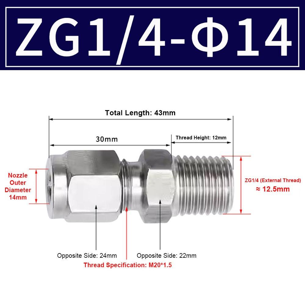 1Pcs Stainless Steel Quick Fitting 304 SS Metric ZG Pipe Fitting Tube Connector  for Oil Water Gas