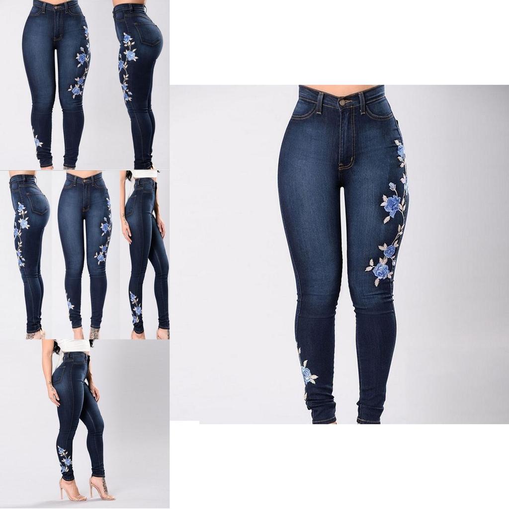 Premium Fashion Embroidered Women Skinny Sexy High-elastic Jeans For Casual Elegance