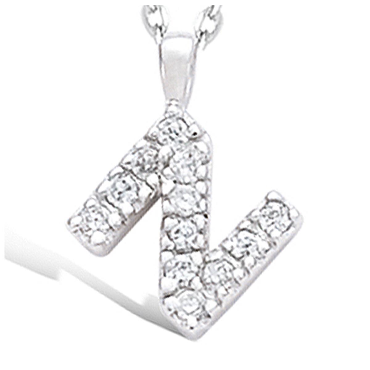 

Les Trésors De Lily [J5296] - Позолоченный кулон «Буква N» серебристо-белый (родиевое покрытие) - 9x9 мм