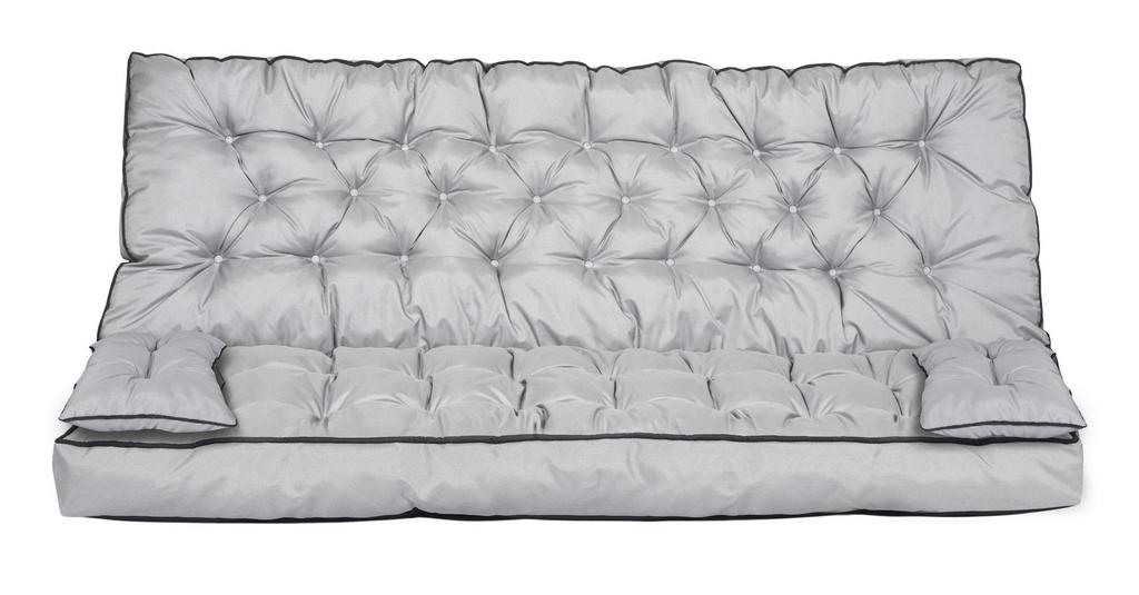 Garden Cushion for Bench with High Side and Piping, Swing, Waterproof with Strings Tied + Small Cushions